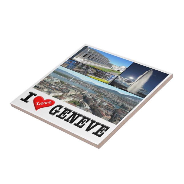 zCH032 GENÈVE I Love Switzerland, Ceramic Tile (Side)