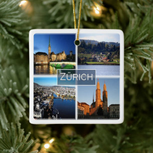 zCH046 ZURICH Swiss Switzerland, Ceramic Ornament