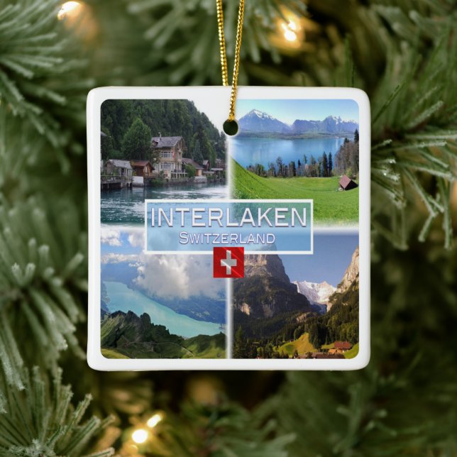 zCH051 INTERLAKEN Lake Thun Thunerse Swiss,  Ceramic Ornament (Tree)