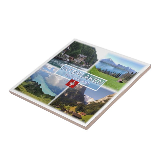 zCH051 INTERLAKEN Lake Thun Thunerse Swiss, Ceramic Tile (Side)