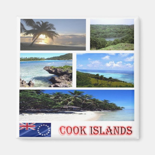 zCK003 COOK ISLANDS, Mosaic, Oceania, Fridge Magnet (Front)
