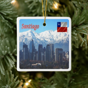zCL018 SANTIAGO Skyline, America, Ceramic Ornament