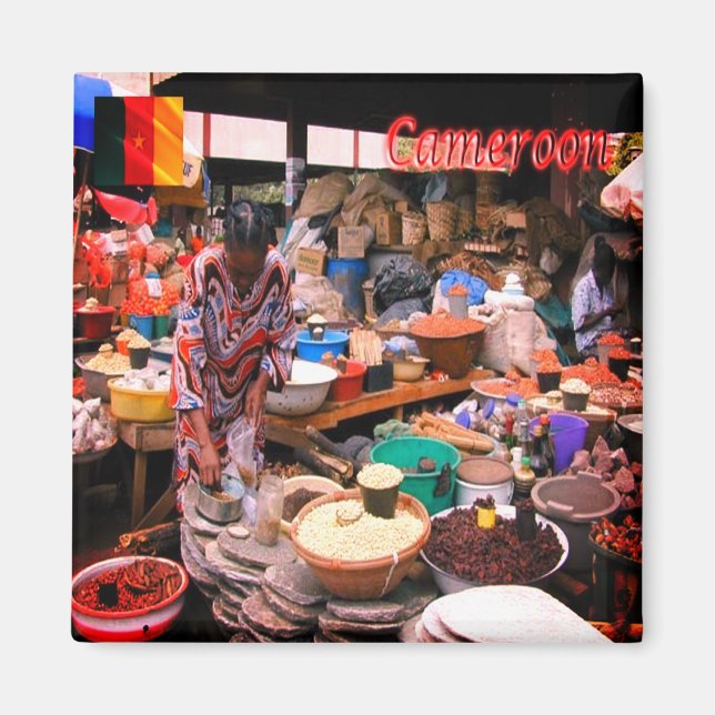 zCM003 CAMEROON, Mfoundi market, Africa, Fridge Magnet (Front)