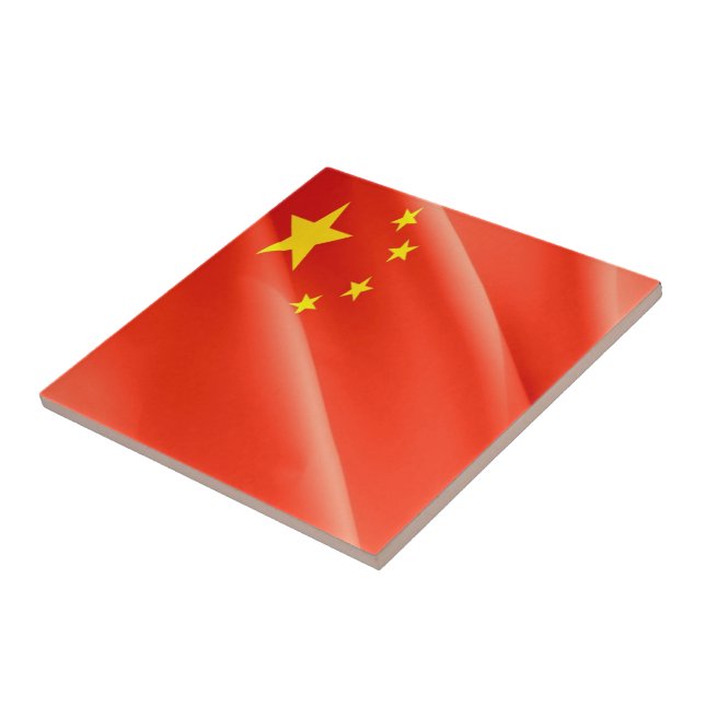 zCN002 Chinese waving FLAG China PRC, Ceramic Tile (Side)