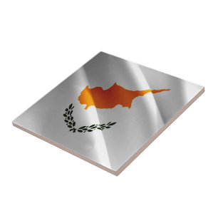 zCY002 waving CYPRIOT FLAG, Cyprus, Ceramic Tile