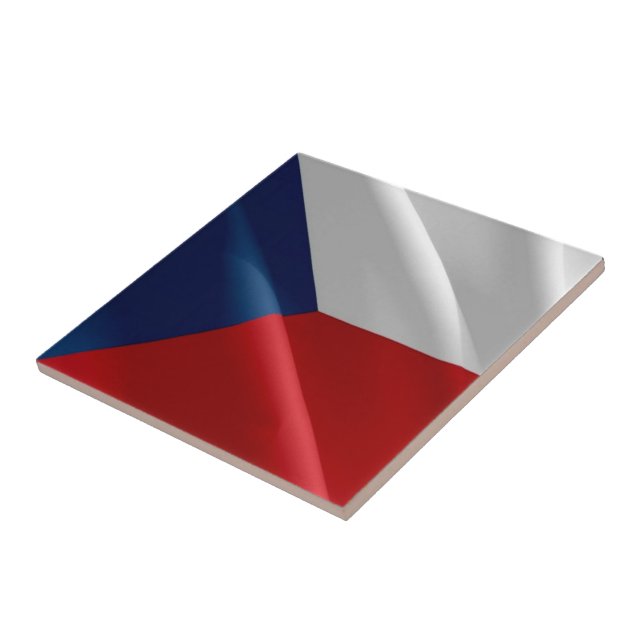 zCZ002 WAVING FLAG of Czech Republic, Ceramic Tile (Side)