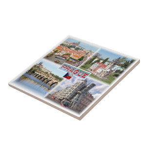 zCZ003 PRAGUE Castle Old Town Hall Charles Bridge  Ceramic Tile