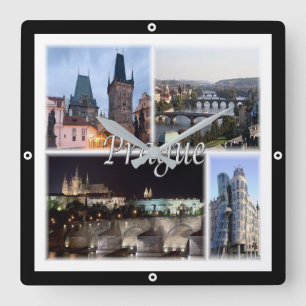 zCZ005 PRAGUE Czech Republic, Square Wall Clock