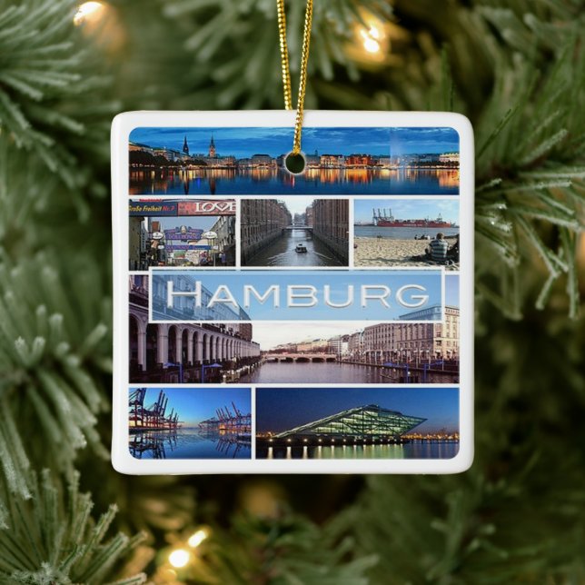zDE003 mosaic of HAMBURG in Germany Europe, Ceramic Ornament (Tree)