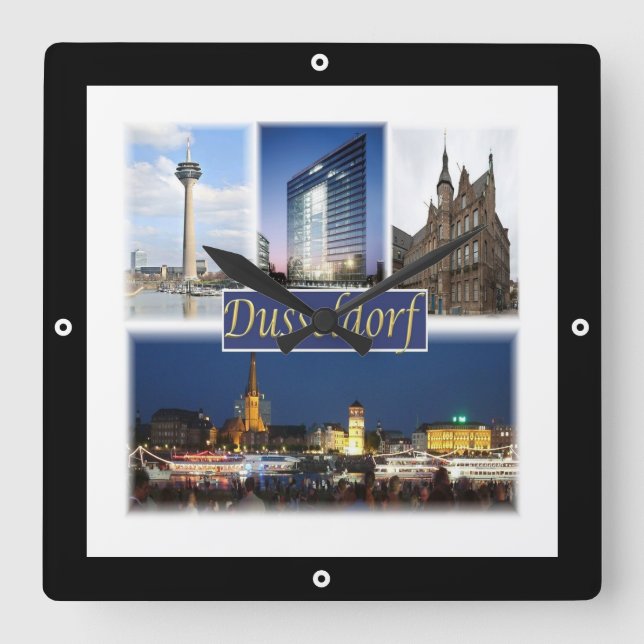 zDE008 DUSSELDORF, Germany, Europe, Square Wall Clock (Front)