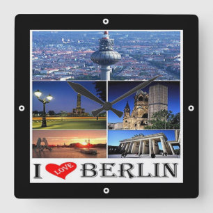 zDE020 BERLIN I LOVE Germany, Square Wall Clock