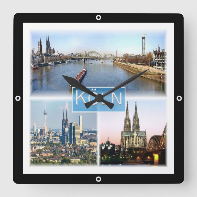 zDE025 COLOGNE KÖLN Germany, Europe, Square Wall Clock (Front)