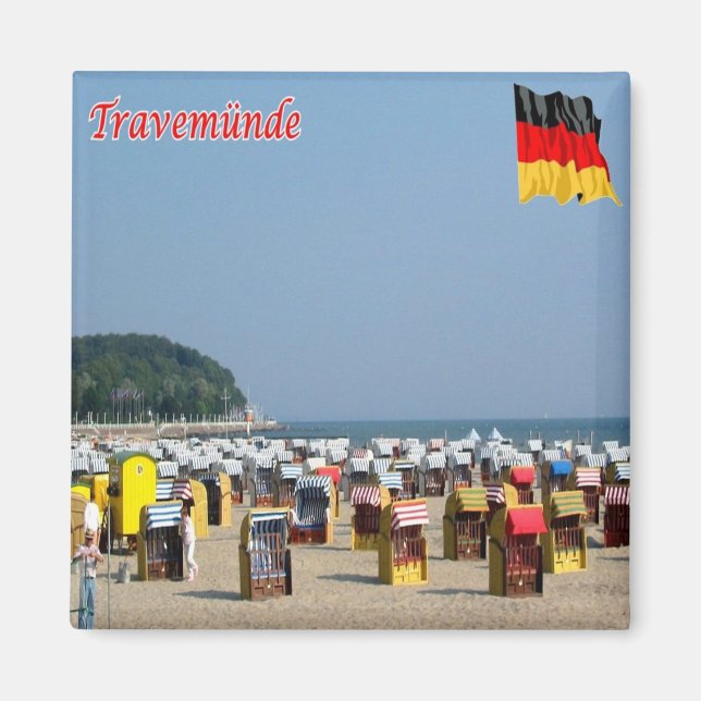 zDE035 TRAVEMÜNDE BEACH Germany, Fridge Magnet (Front)