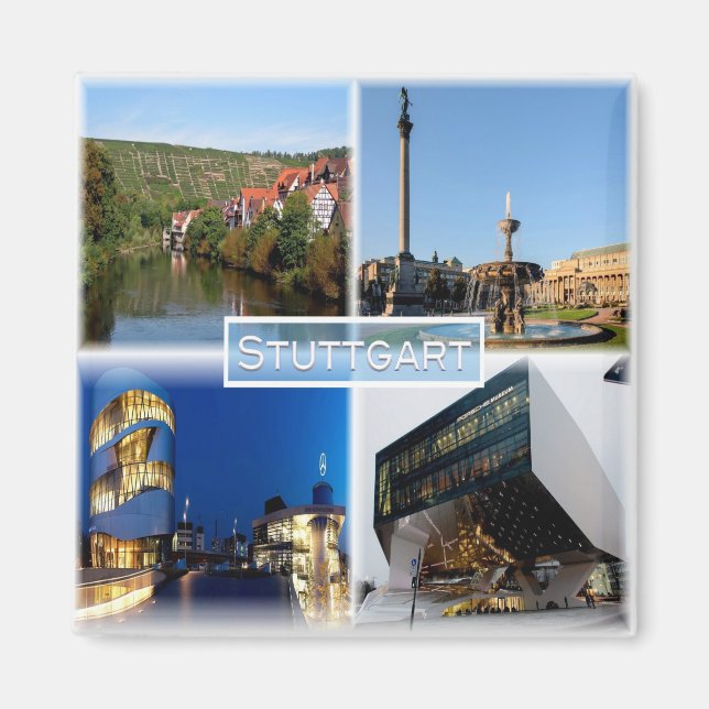zDE037 STUTTGART Schlossplatz  River Neckar Fridge Magnet (Front)