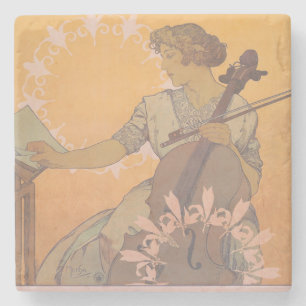 Zdenka Cerny poster by Alphonse Mucha Stone Coaster