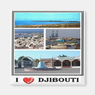 zDJ007 DJIBOUTI I Love, Mosaic, Africa, Fridge Magnet