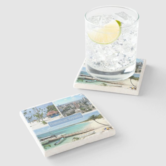 zDO005  DOMINICAN REPUBLIC, Mosaic, America, Stone Coaster (Side)