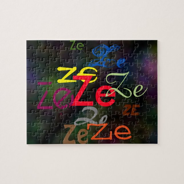 Ze/Custom Pronoun All Over Puzzle (Horizontal)