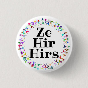 Ze Hir Hirs Pronouns in Human Figures Circle 3 Cm Round Badge