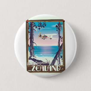Zealand Denmark travel poster 6 Cm Round Badge