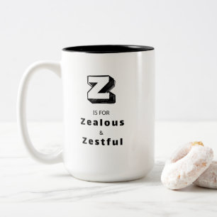 Zealous and Zestful Z - Personalised Luxury Two-Tone Coffee Mug