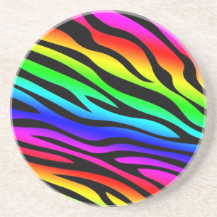 Zebbra Stripes Rainbow Coaster