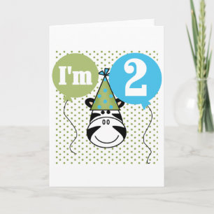 Zebra 2nd Birthday T-shirts and Gifts Card