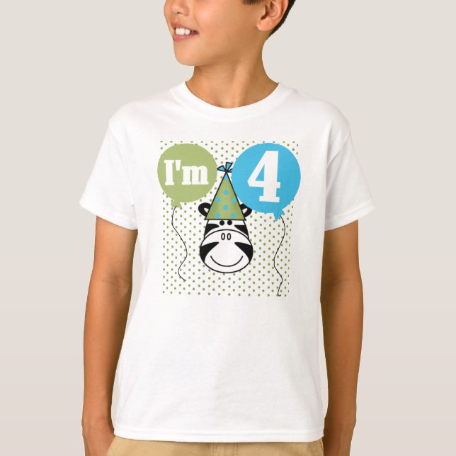 Zebra 4th Birthday T-Shirt (Front)