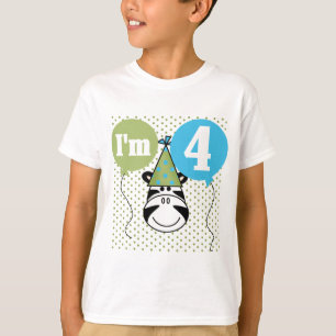 Zebra 4th Birthday T-shirts and Gifts