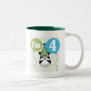 Zebra 4th Birthday T-shirts and Gifts Two-Tone Coffee Mug