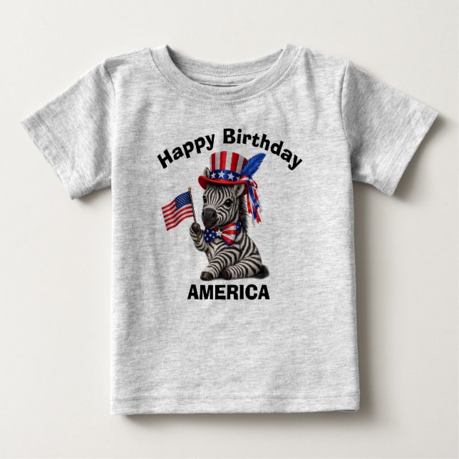 Zebra (5r) Patriotic Kid T-Shirt (Front)