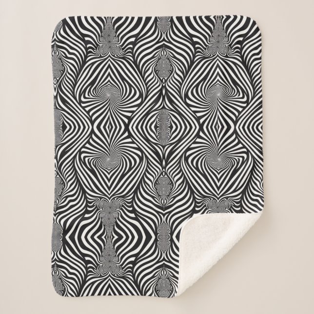 Zebra Abstract B&W Sherpa Blanket (Front)
