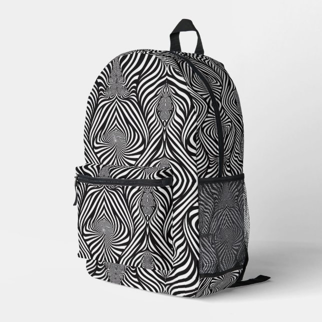 Zebra Abstract B&W Sherpa Blanket Printed Backpack (Back Corner Right)