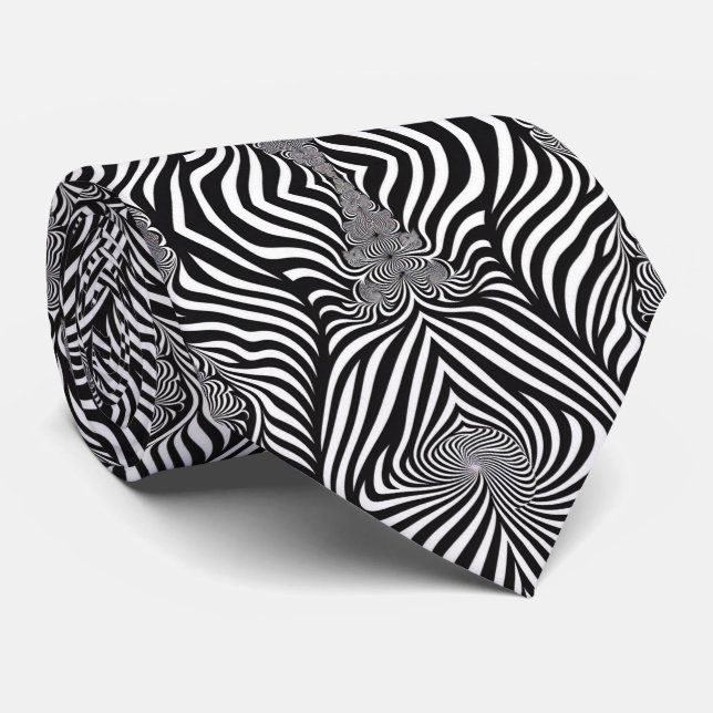 Zebra Abstract B&W Sherpa Blanket Tie (Rolled)