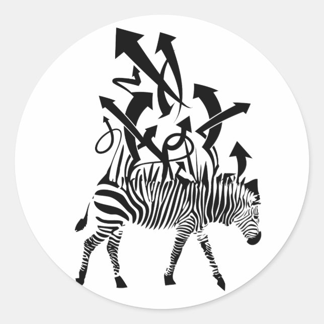 Zebra Abstract Design Classic Round Sticker (Front)