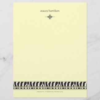 Zebra accent personalized letterhead