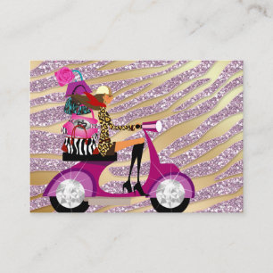 Zebra Accessories Purses Jewellery Pink Gold Spark Business Card