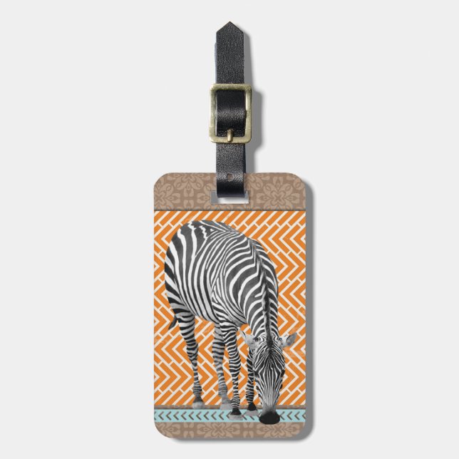 Zebra Africa Tribal Bag Luggage Tag (Front Vertical)