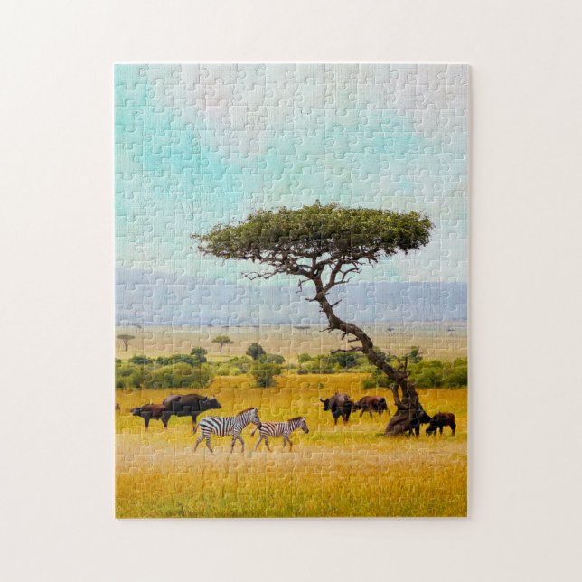Zebra African Savanna Animals Travel Outdoor Jigsaw Puzzle (Vertical)