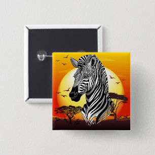 Zebra African Savanna Wild Animal 15 Cm Square Badge