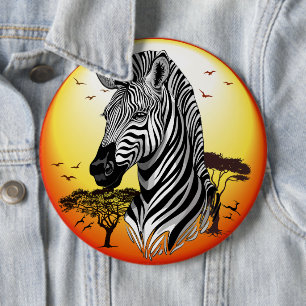 Zebra African Savanna Wild Animal 6 Cm Round Badge