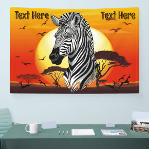 Zebra African Savanna Wild Animal Banner