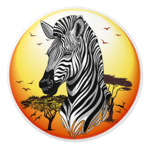Zebra African Savanna Wild Animal Ceramic Knob