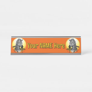 Zebra African Savanna Wild Animal Desk Name Plate