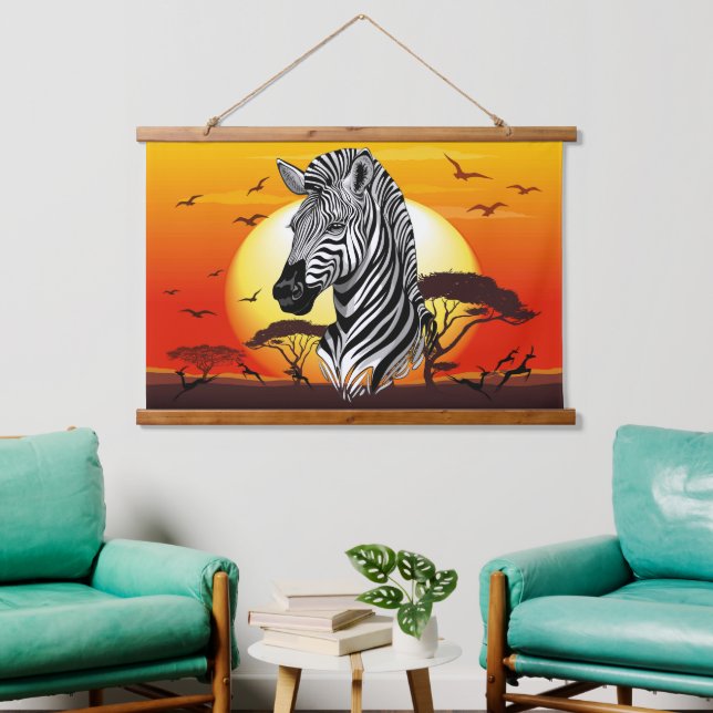 Zebra African Savanna Wild Animal Hanging Tapestry (Living Room)