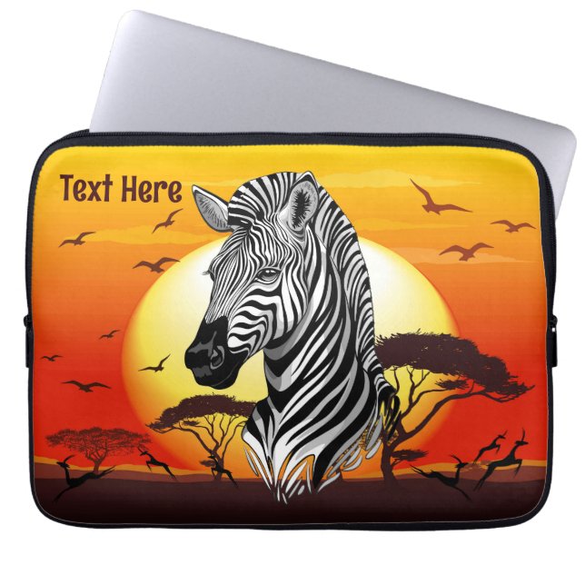 Zebra African Savanna Wild Animal Laptop Sleeve (Front)