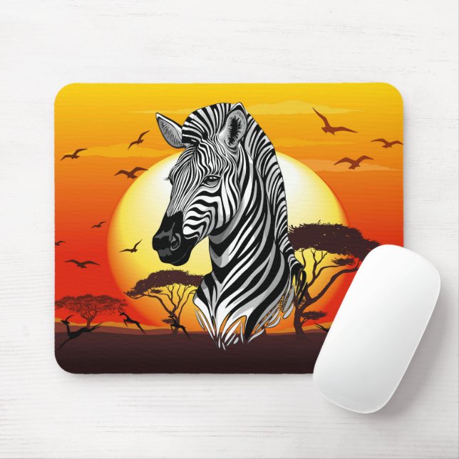 Zebra African Savanna Wild Animal Mouse Pad (With Mouse)
