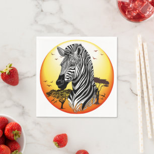 Zebra African Savanna Wild Animal Napkin