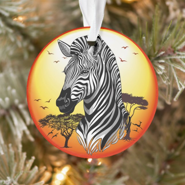 Zebra African Savanna Wild Animal Ornament (Tree)