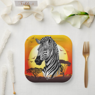 Zebra African Savanna Wild Animal Paper Plate